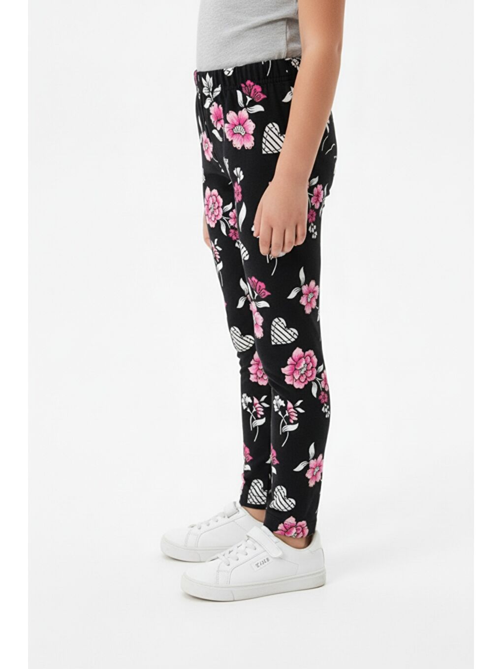 Siyah Kız Çocuk Baskılı Yüksek Bel Basic Tayt-2