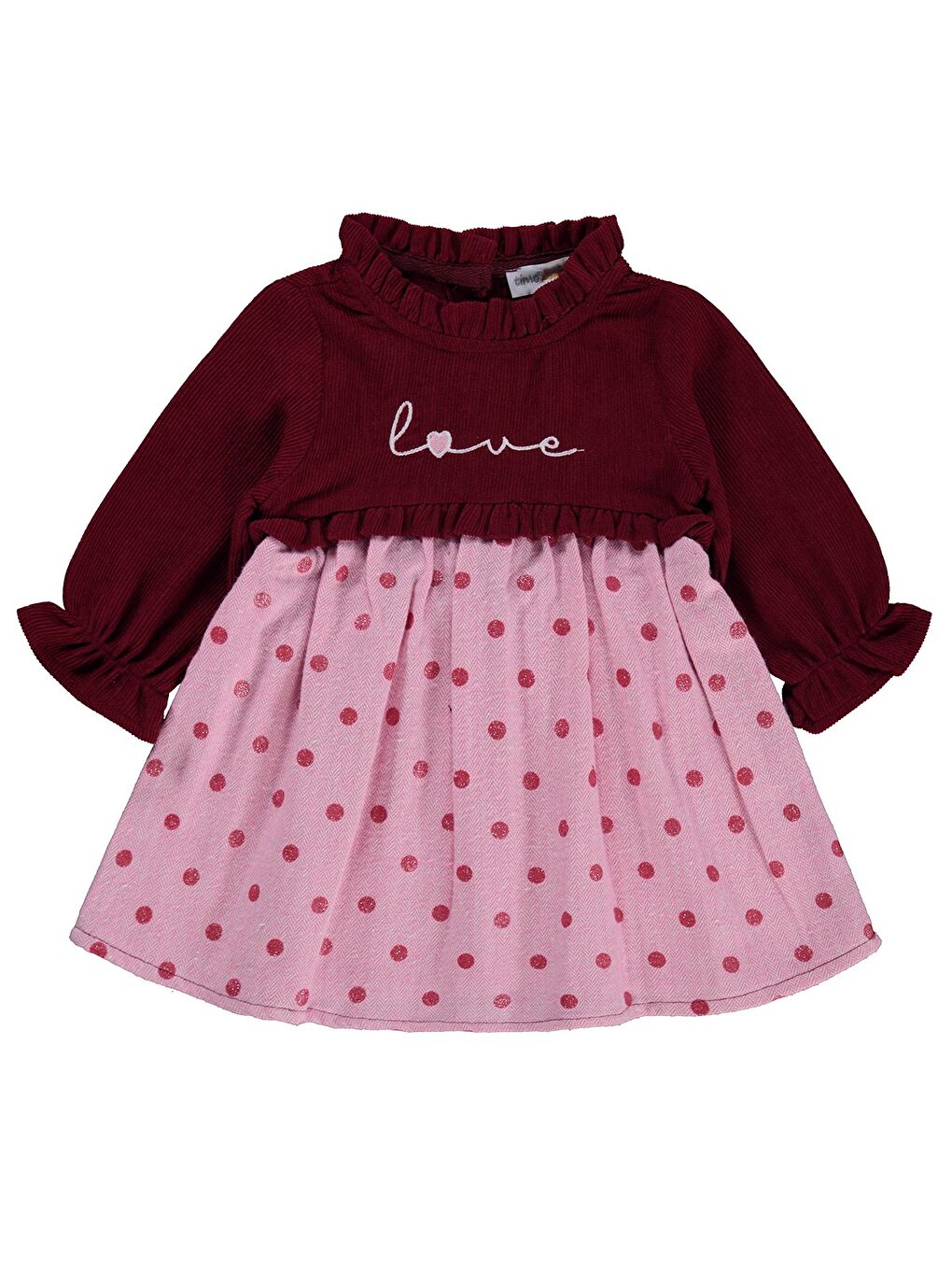 Kız Bebek Robalı Elbise 6-18 Ay - Bordo