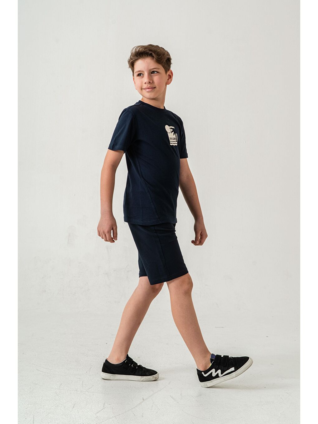 Lacivert Surf & Sun Baskılı Erkek Çocuk Şort - Tişört Takımı-4