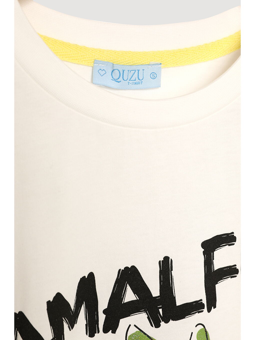 Amalfi Yazı Baskılı Limonlu Tişört Ekru-1
