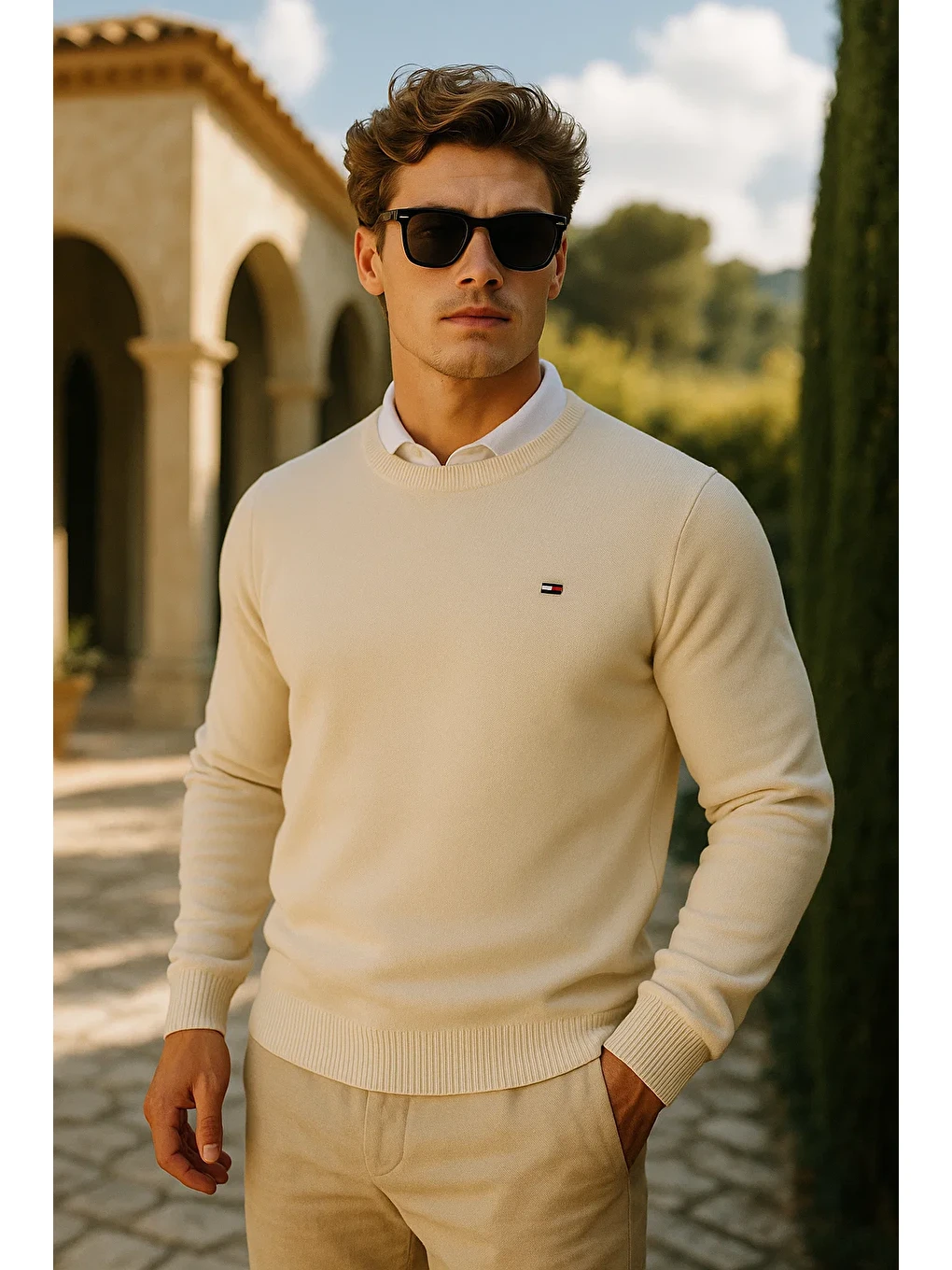 Erkek Premium Comfort Basic Bej Uzun Kazak-1