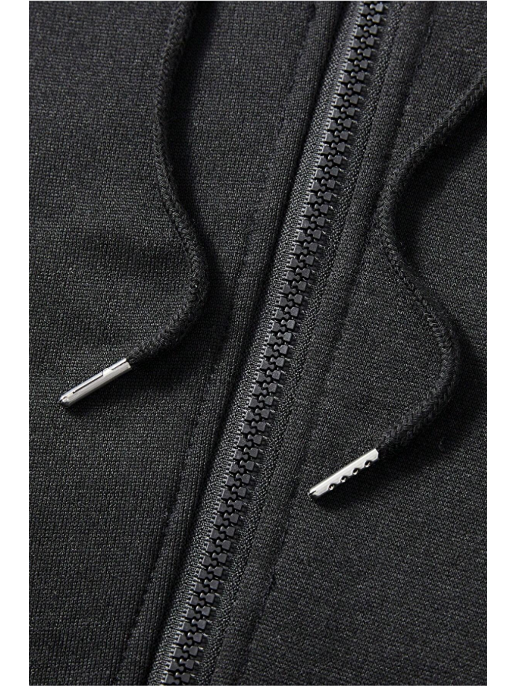 Unisex Relax Fit Rahat Kesim Pamuklu İçi Polarlı Çift Cepli Fermuarlı Siyah Kapüşonlu Sweatshirt-6