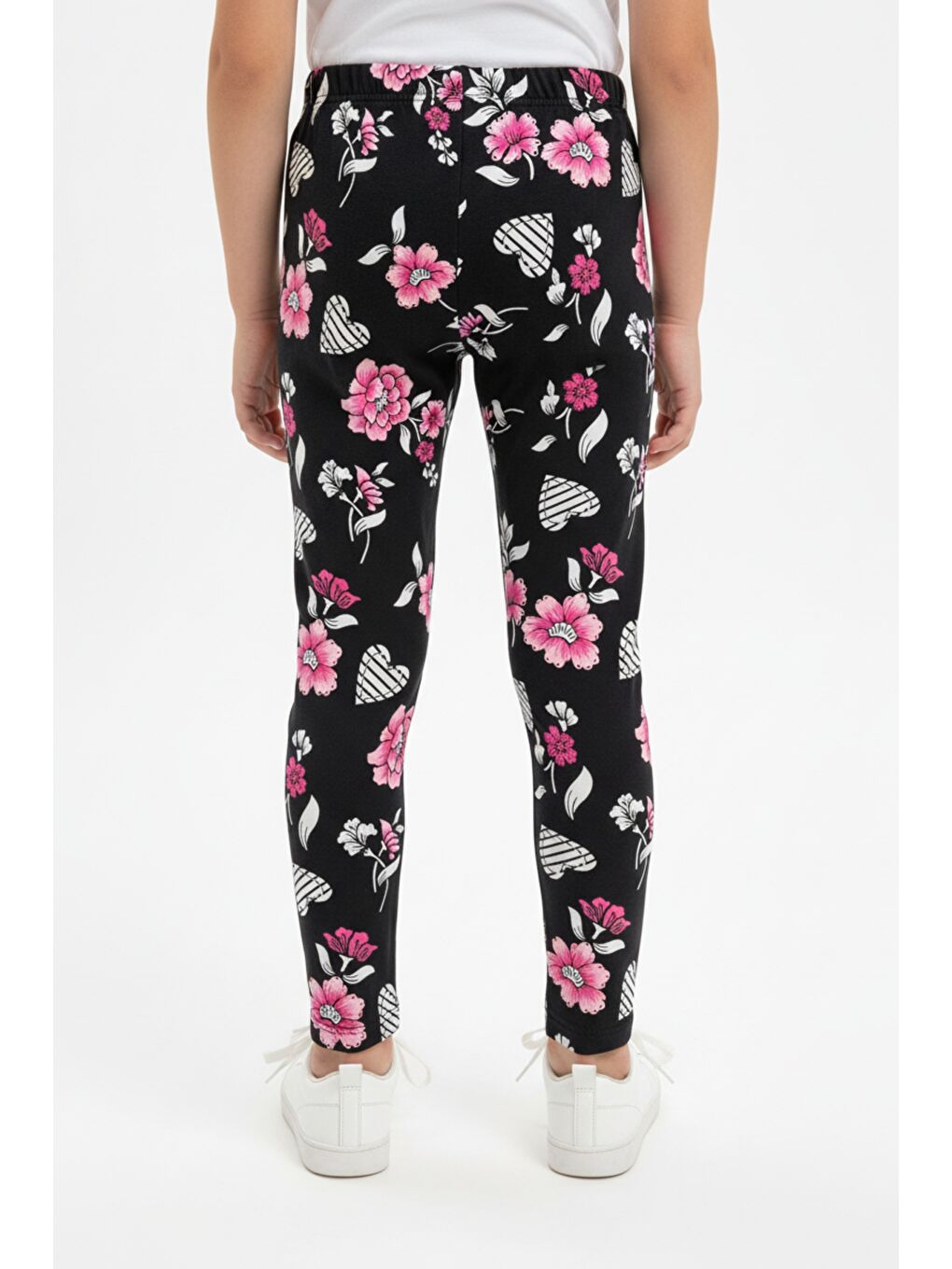 Siyah Kız Çocuk Baskılı Yüksek Bel Basic Tayt-3