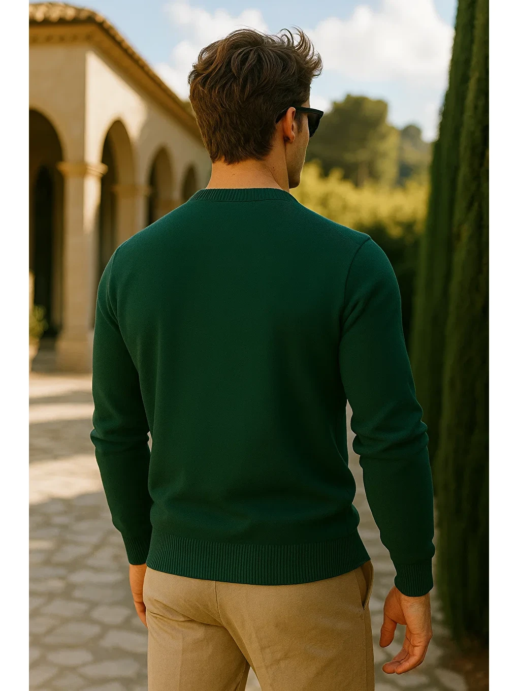 Yeşil Erkek Premium Comfort Basic Nefti Uzun Kazak-4