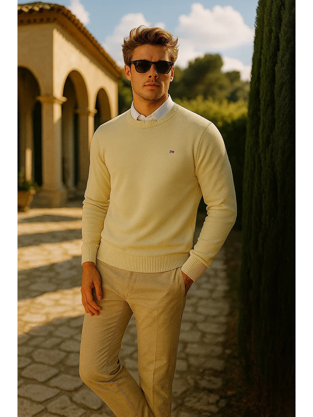 Erkek Premium Comfort Basic Bej Uzun Kazak-2