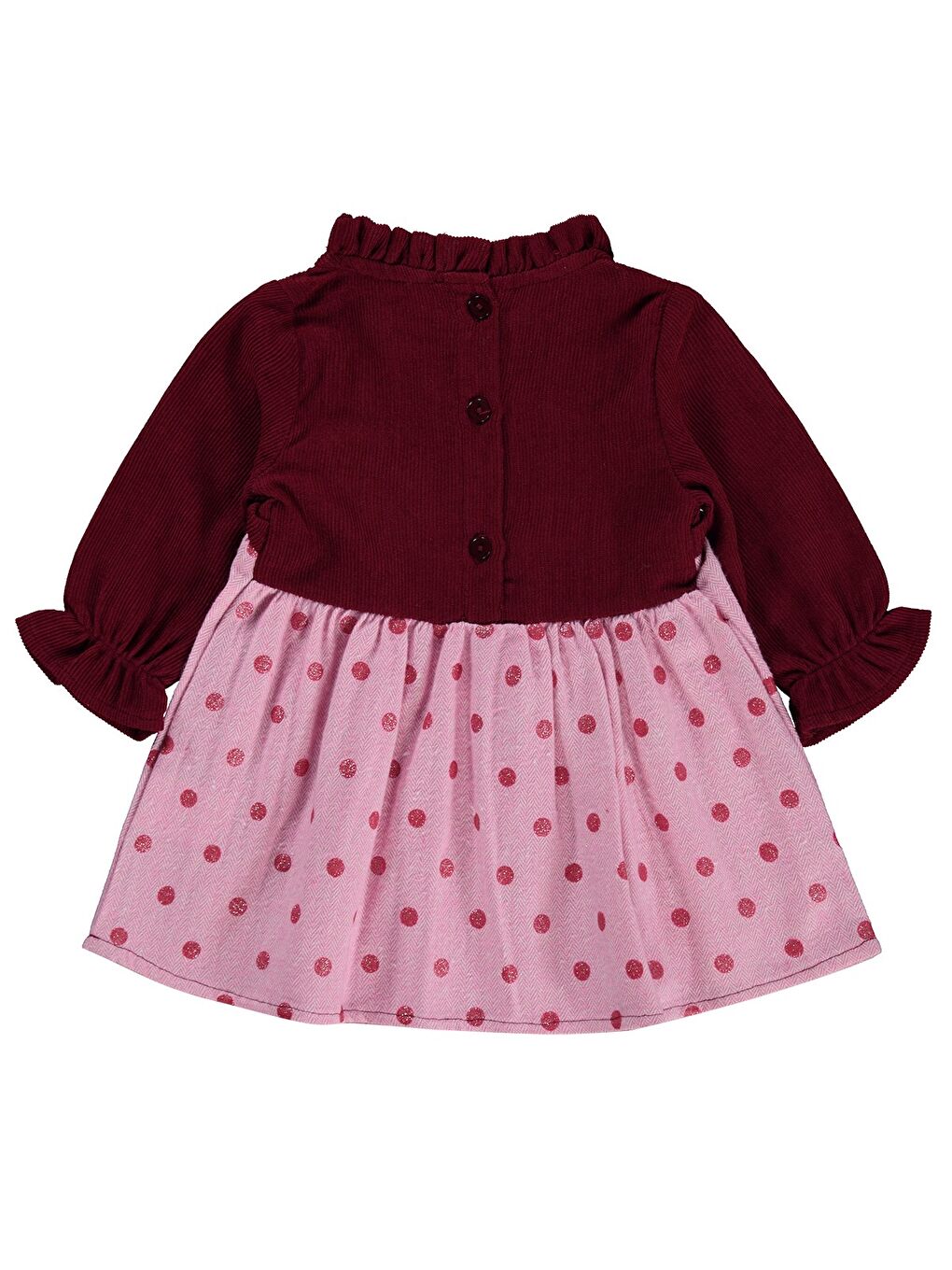 Kız Bebek Robalı Elbise 6-18 Ay - Bordo-1