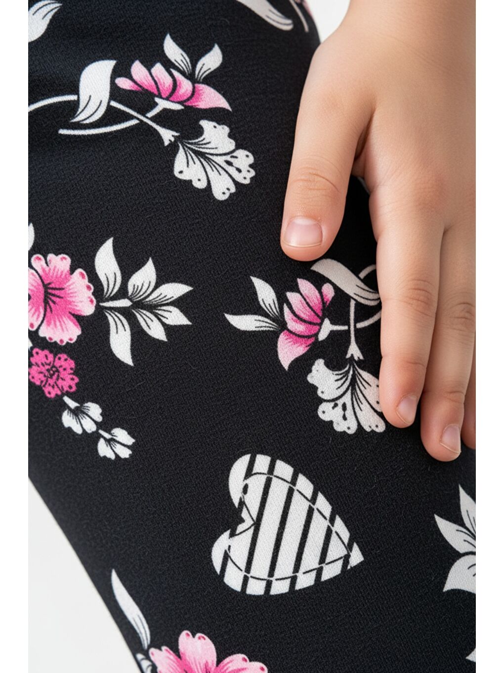 Siyah Kız Çocuk Baskılı Yüksek Bel Basic Tayt-4