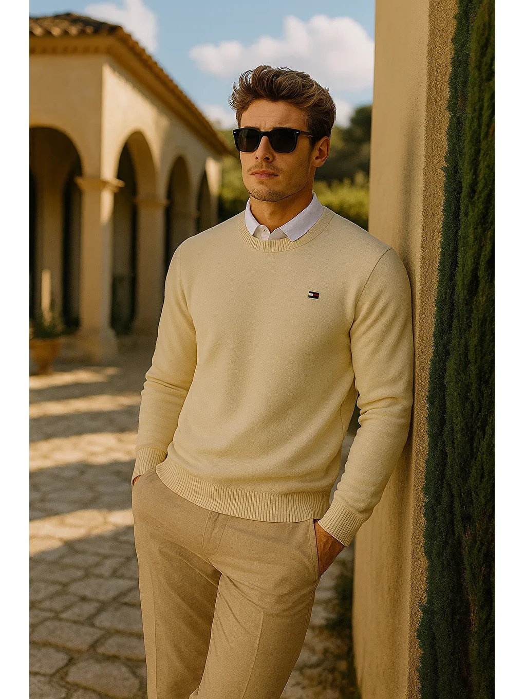 Erkek Premium Comfort Basic Bej Uzun Kazak-3