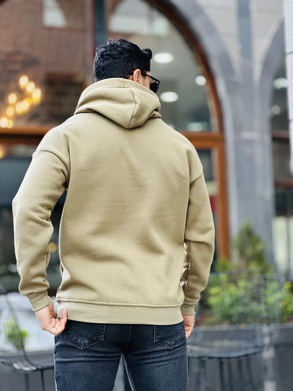 Miron Haki Üç İplik Head Chopper Nakışlı Oversize Kapüşonlu Sweatshirt - 4