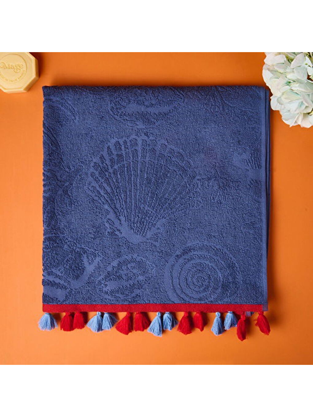 Soft Seashell Plaj Havlusu - Lacivert - 70x140 cm-3