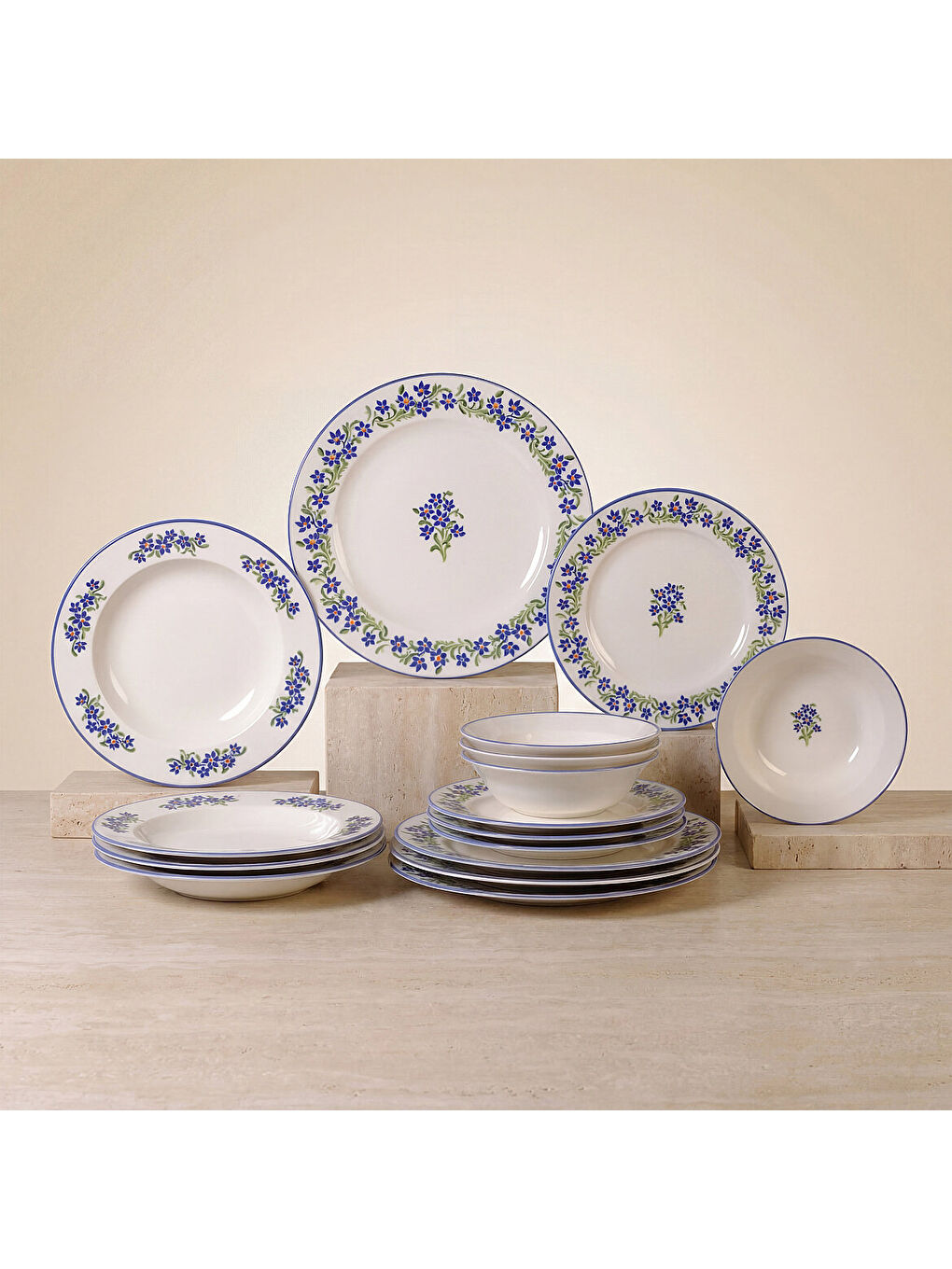 Ekru Eda Nostaljik 4 Kişilik 16 Parça Yemek Takımı 6519