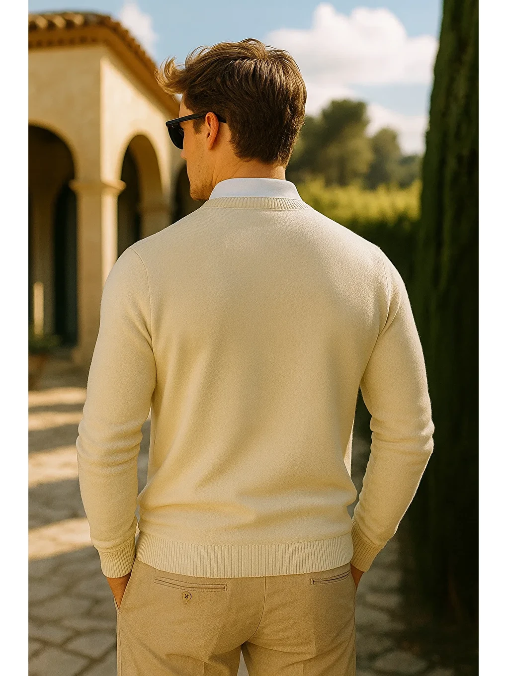 Erkek Premium Comfort Basic Bej Uzun Kazak-5