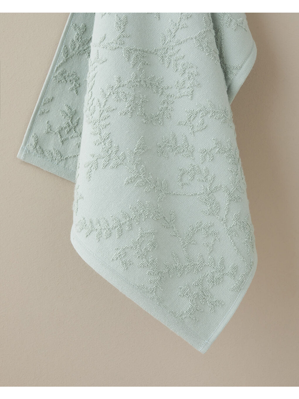 Leafy Touch Pamuk Jakarlı Banyo Havlusu 90x150 cm Yeşil-1