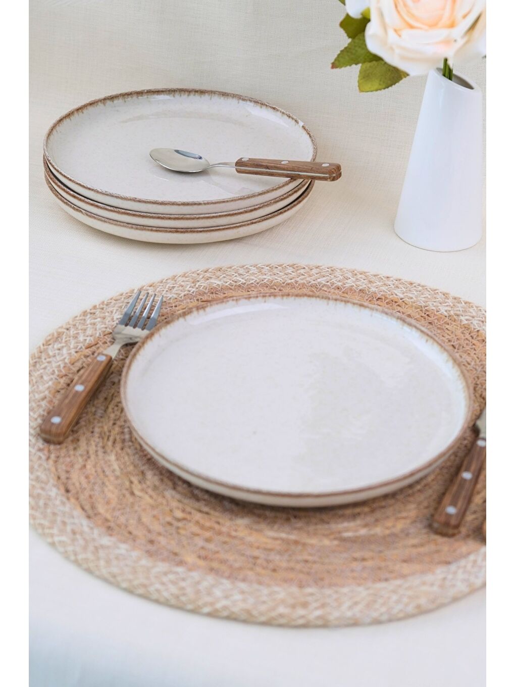 Bej Kütahya Porselen Moderna Pasta Takımı Tarçın 4 Parça 21cm MOD21DUS4730P02