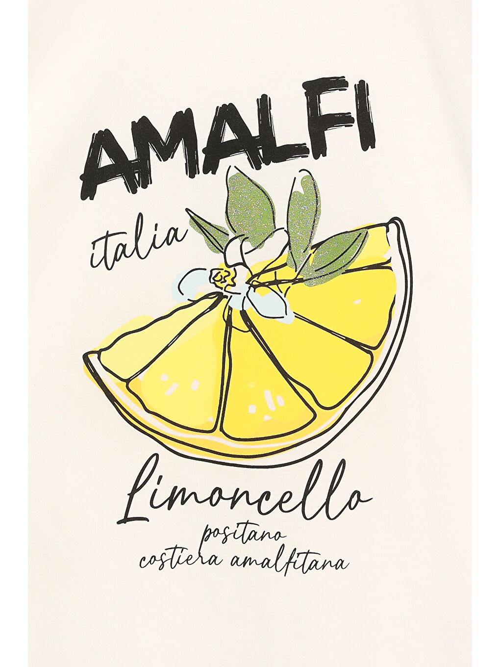 Amalfi Yazı Baskılı Limonlu Tişört Ekru-2
