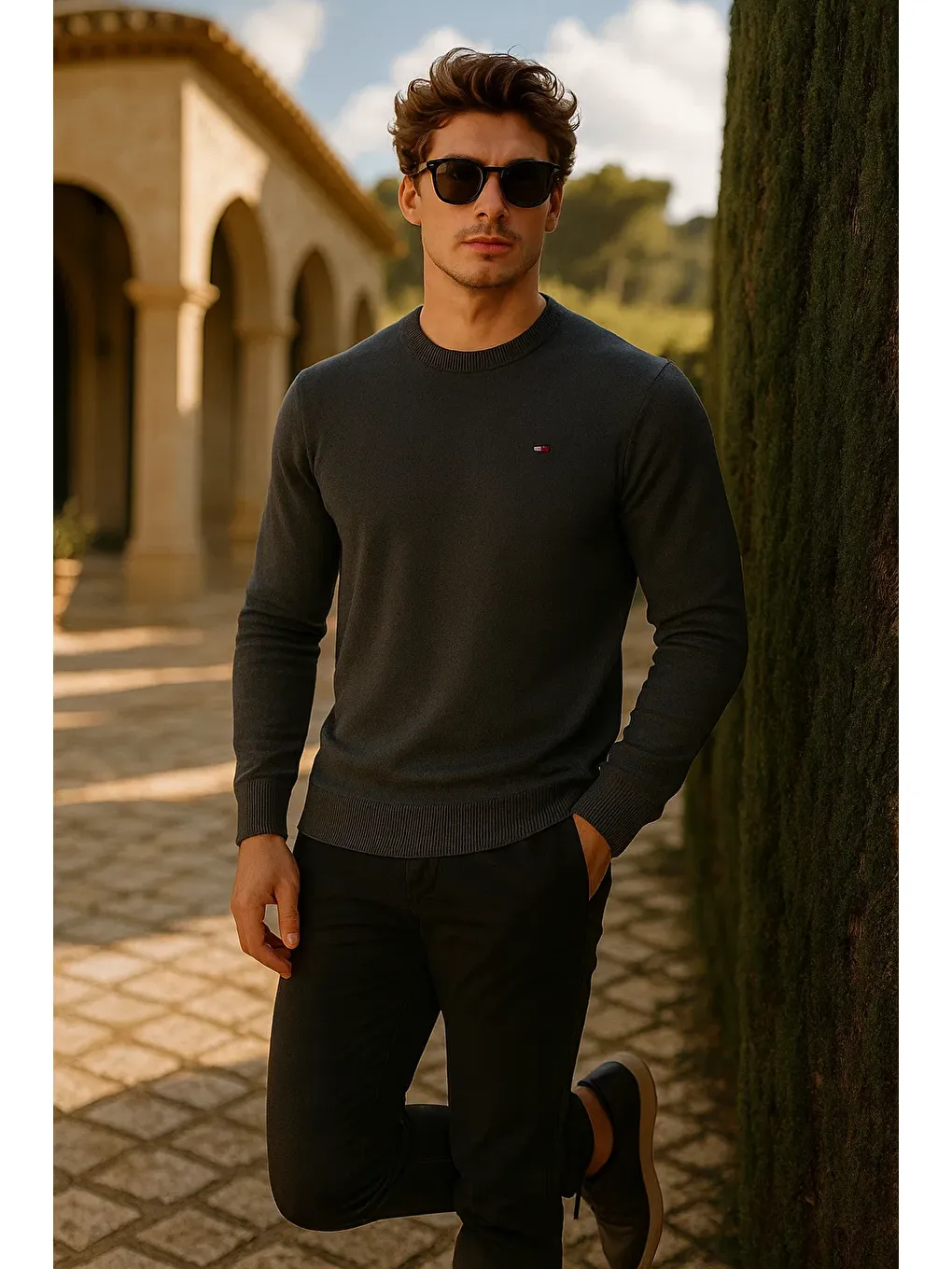 Gri Erkek Premium Comfort Basic Füme Uzun Kazak-2