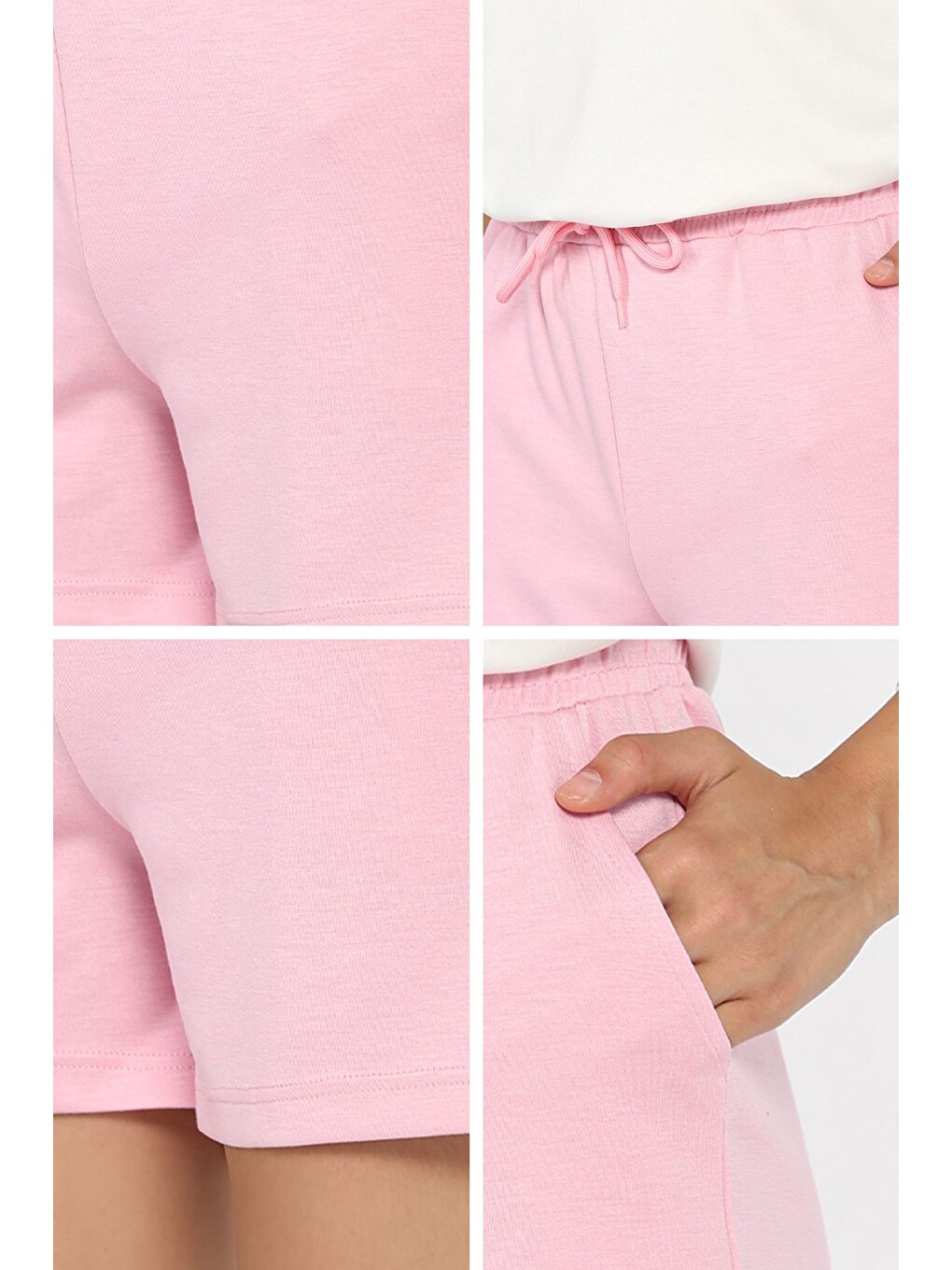 Pembe Kadın Cepli Şort-4