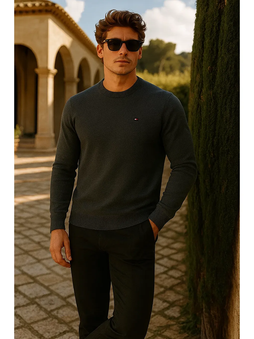 Gri Erkek Premium Comfort Basic Füme Uzun Kazak-3