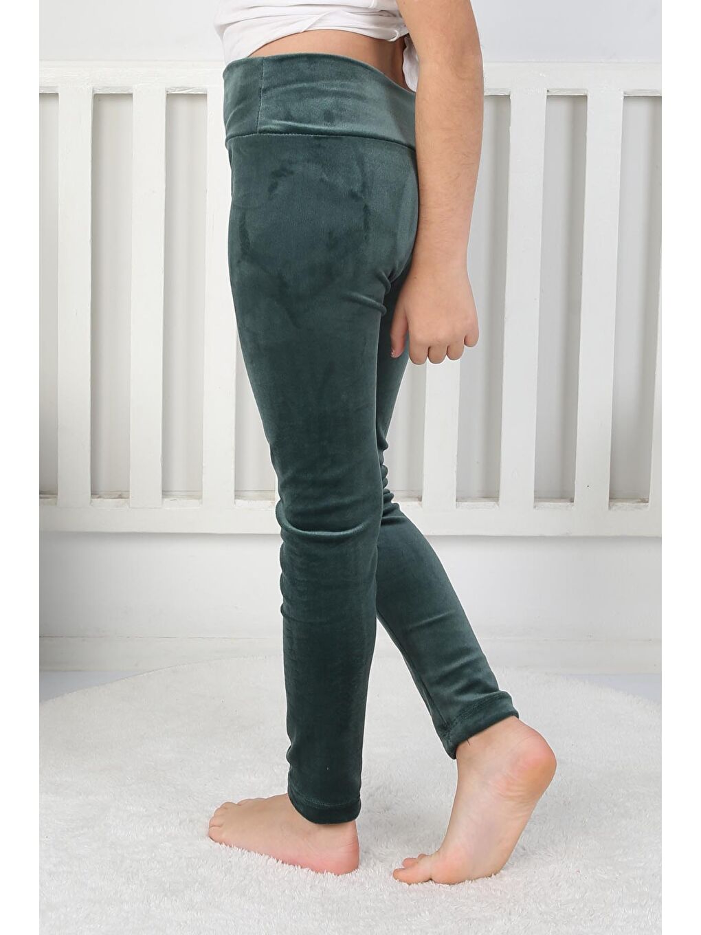 Kız Çocuk Petrol Kadife Kız Çocuk Tayt - 26718-3