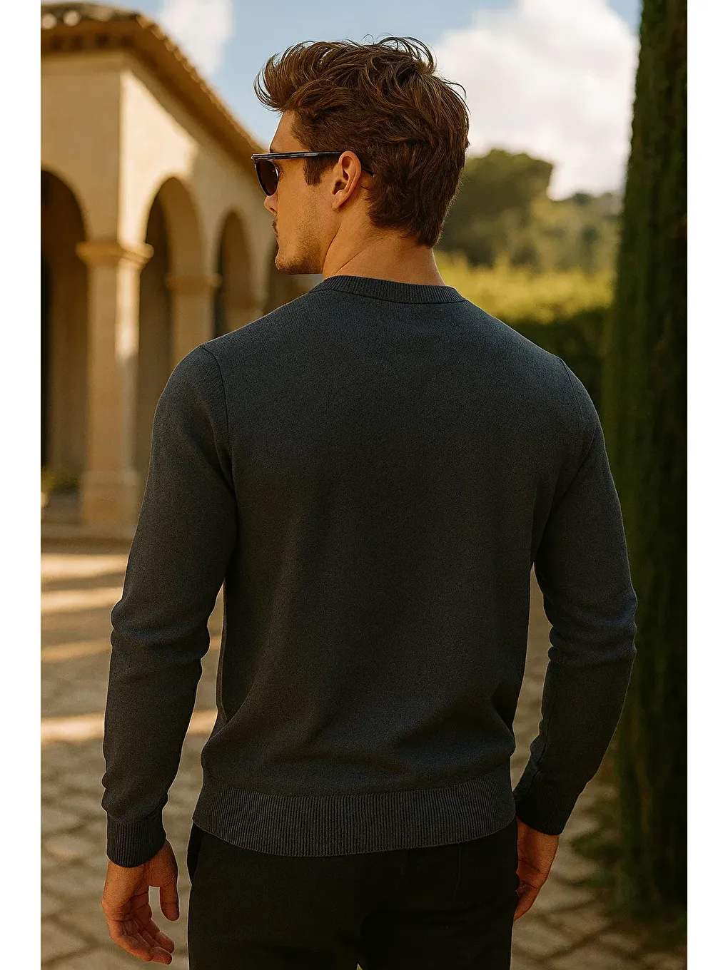 Gri Erkek Premium Comfort Basic Füme Uzun Kazak-4