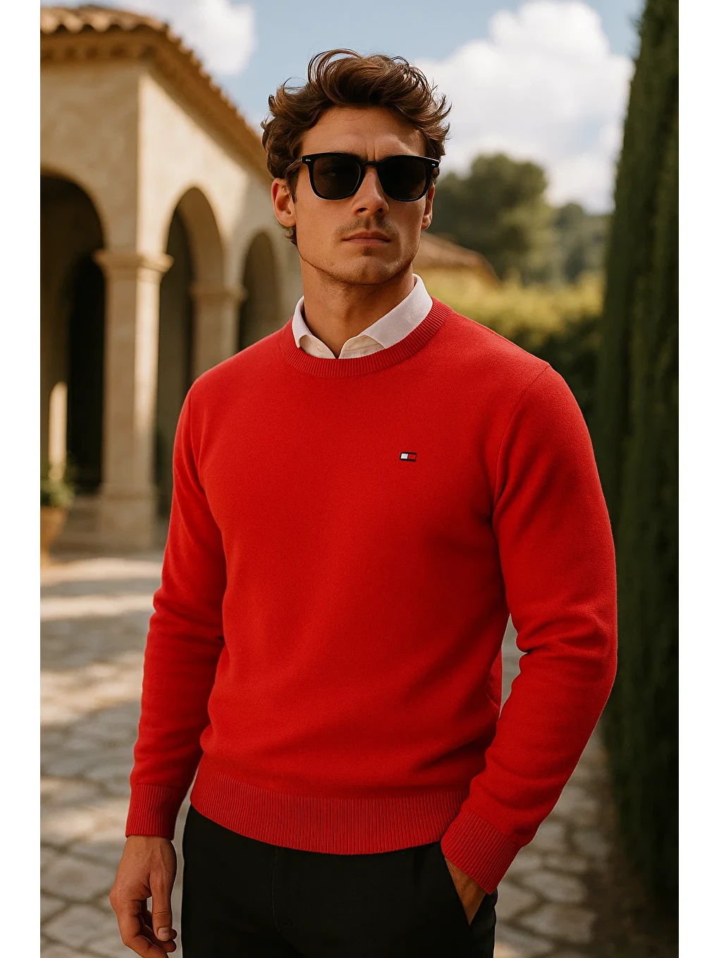 Erkek Premium Comfort Basic Kırmızı Uzun Kazak