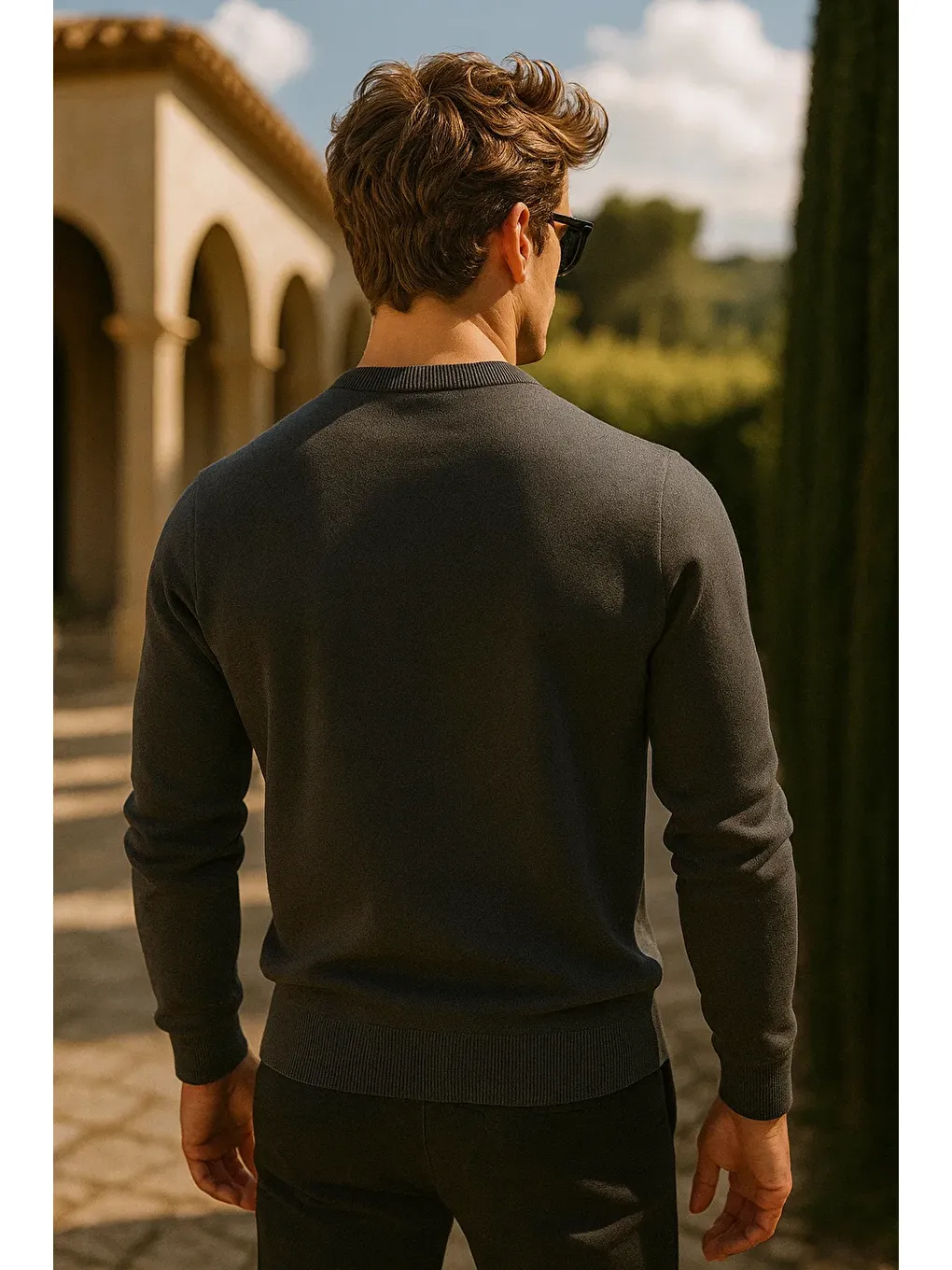 Gri Erkek Premium Comfort Basic Füme Uzun Kazak-5