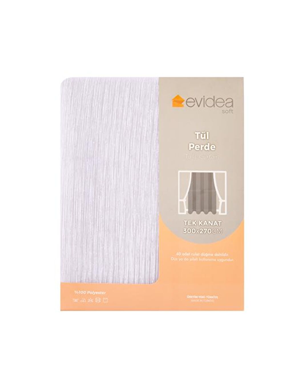 Evidea Soft Tulip Tül Perde - Beyaz - 300x270 cm - 2
