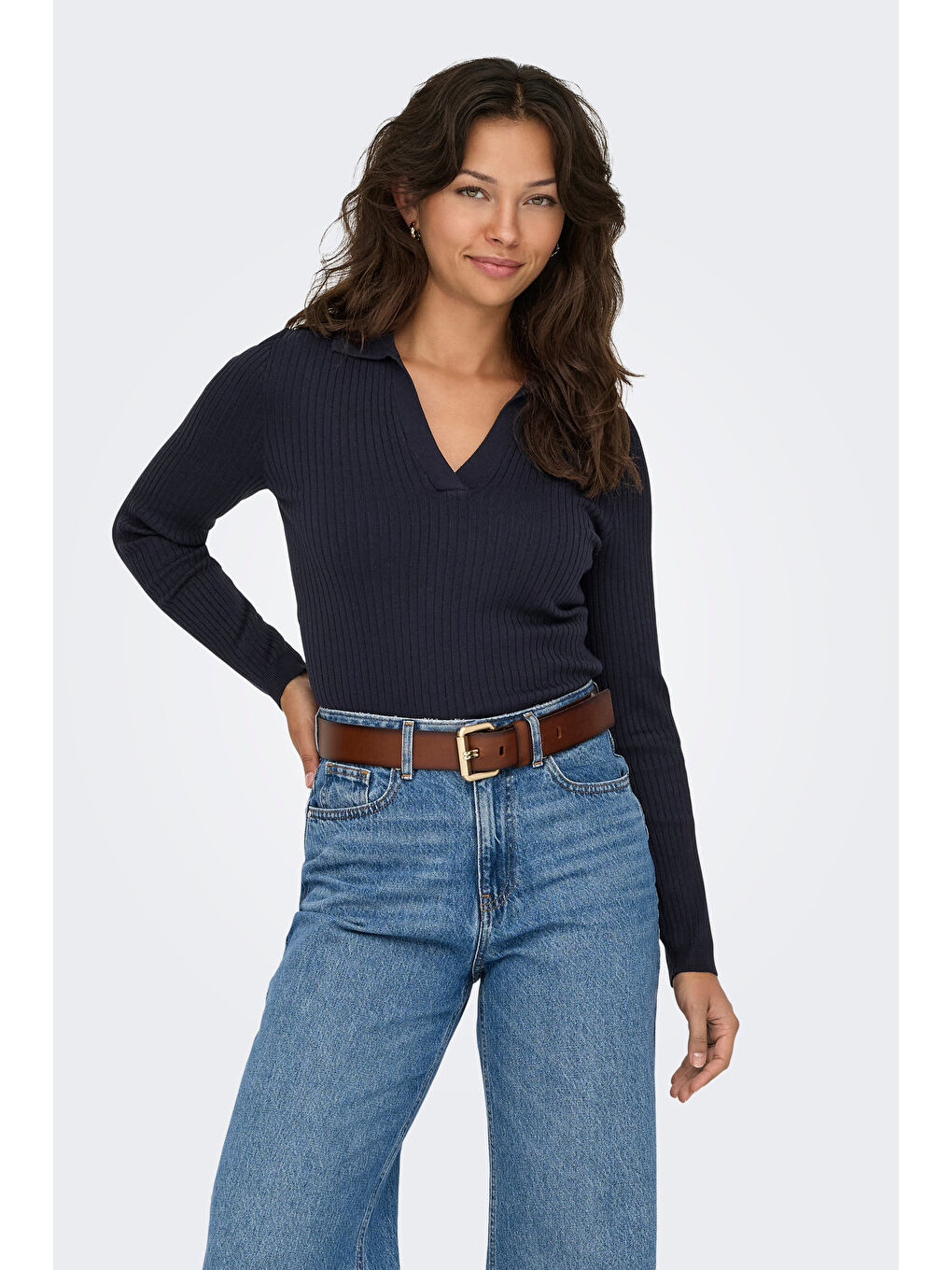 Lacivert Onlkaya Regular Fit Polo Yaka Kadın T Shirt 15344841