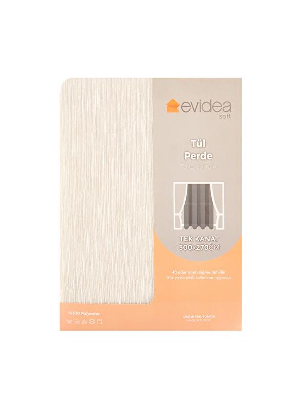 Evidea Soft Fedd Tül Perde - Ekru - 300x270 cm