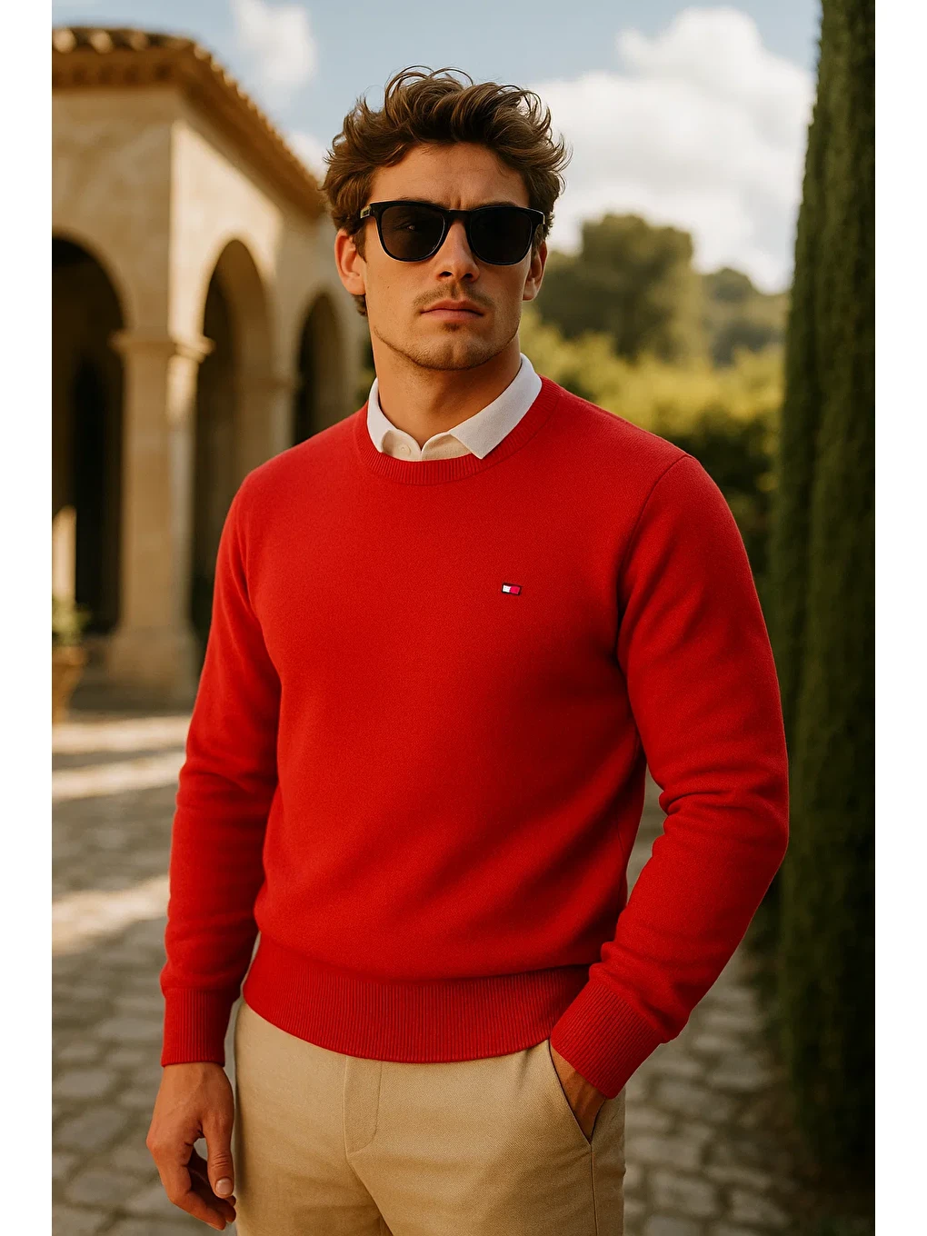 Erkek Premium Comfort Basic Kırmızı Uzun Kazak-1