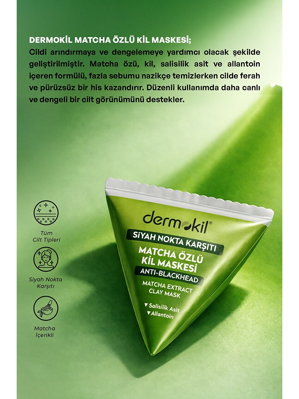 Siyah Nokta Karşıtı Matcha Özlü Kil Maskesi 9 ml x 10 Adet-3