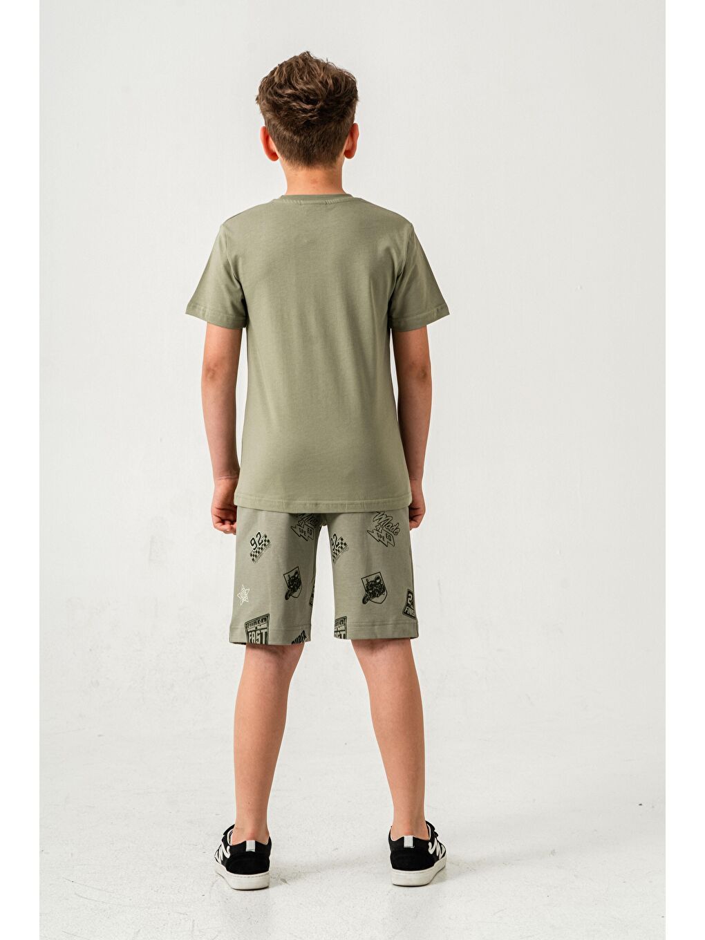 Yeşil Super Racer Baskılı Erkek Çocuk Şort - Tişört Takımı-4