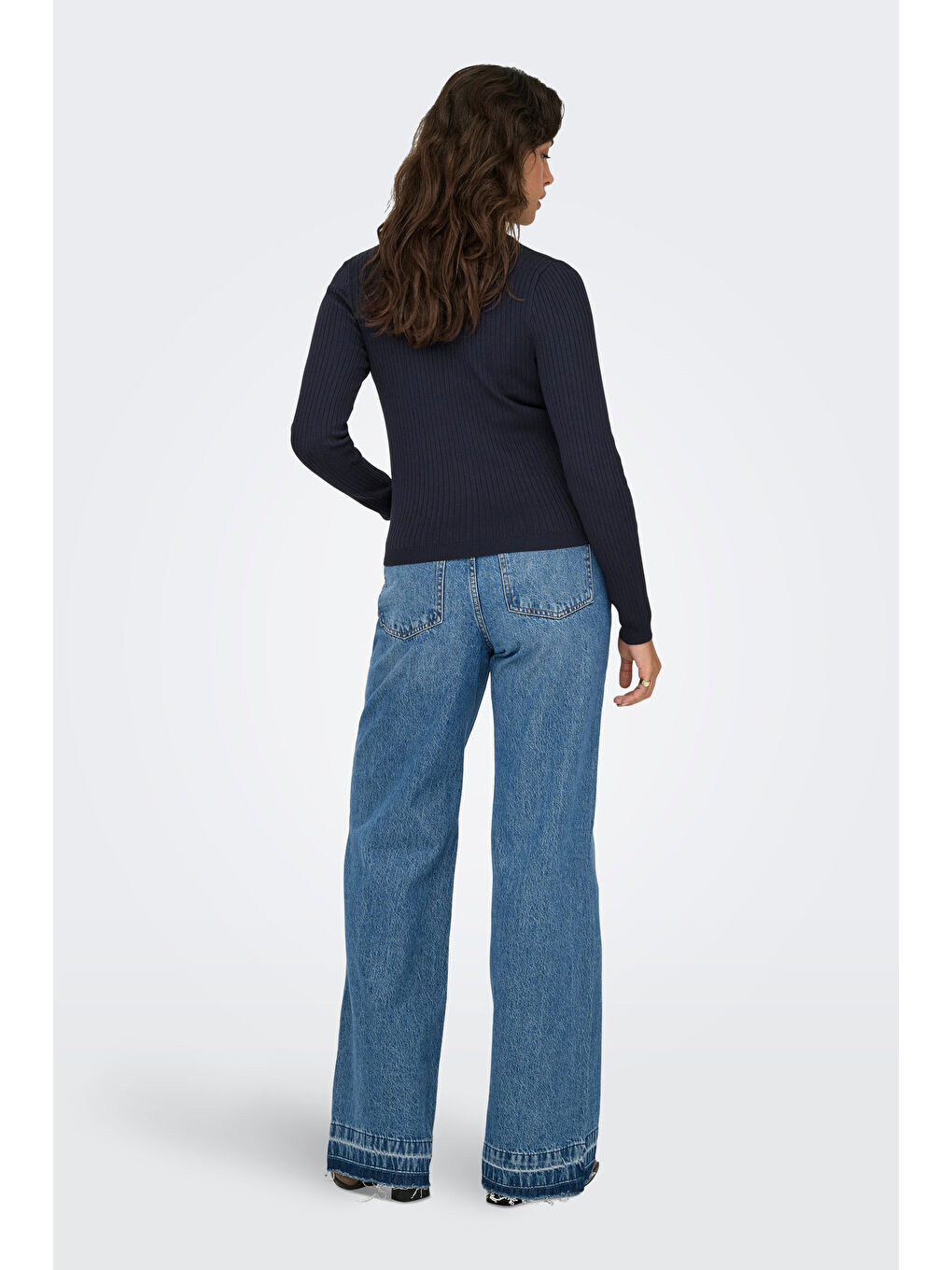 Lacivert Onlkaya Regular Fit Polo Yaka Kadın T Shirt 15344841-3