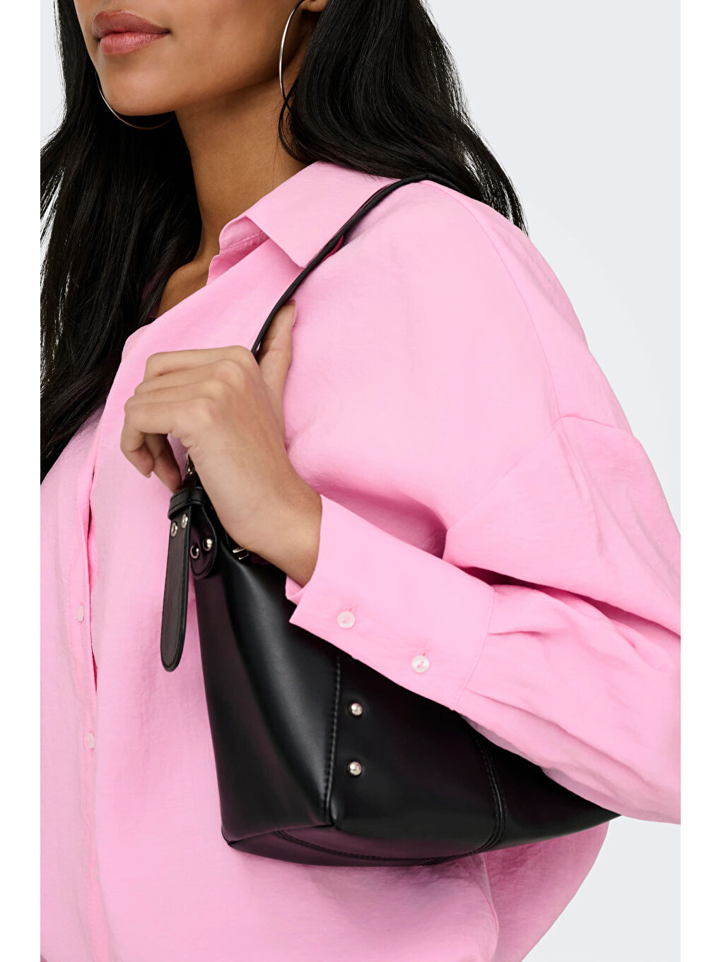 Pembe Onlzazima Modal Oversize Fit Uzun Kollu Kadın Gömlek 15272523-4