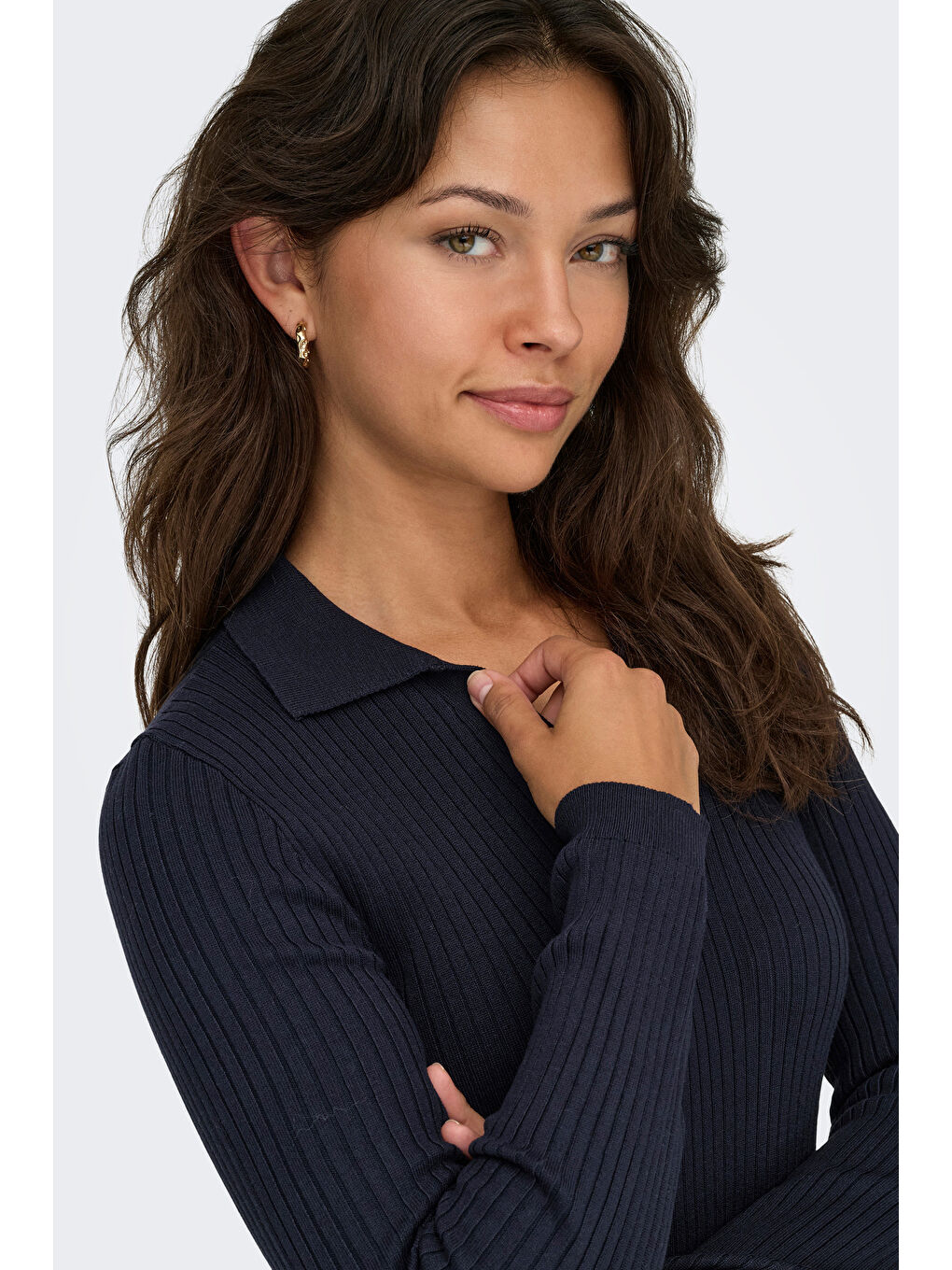 Lacivert Onlkaya Regular Fit Polo Yaka Kadın T Shirt 15344841-4