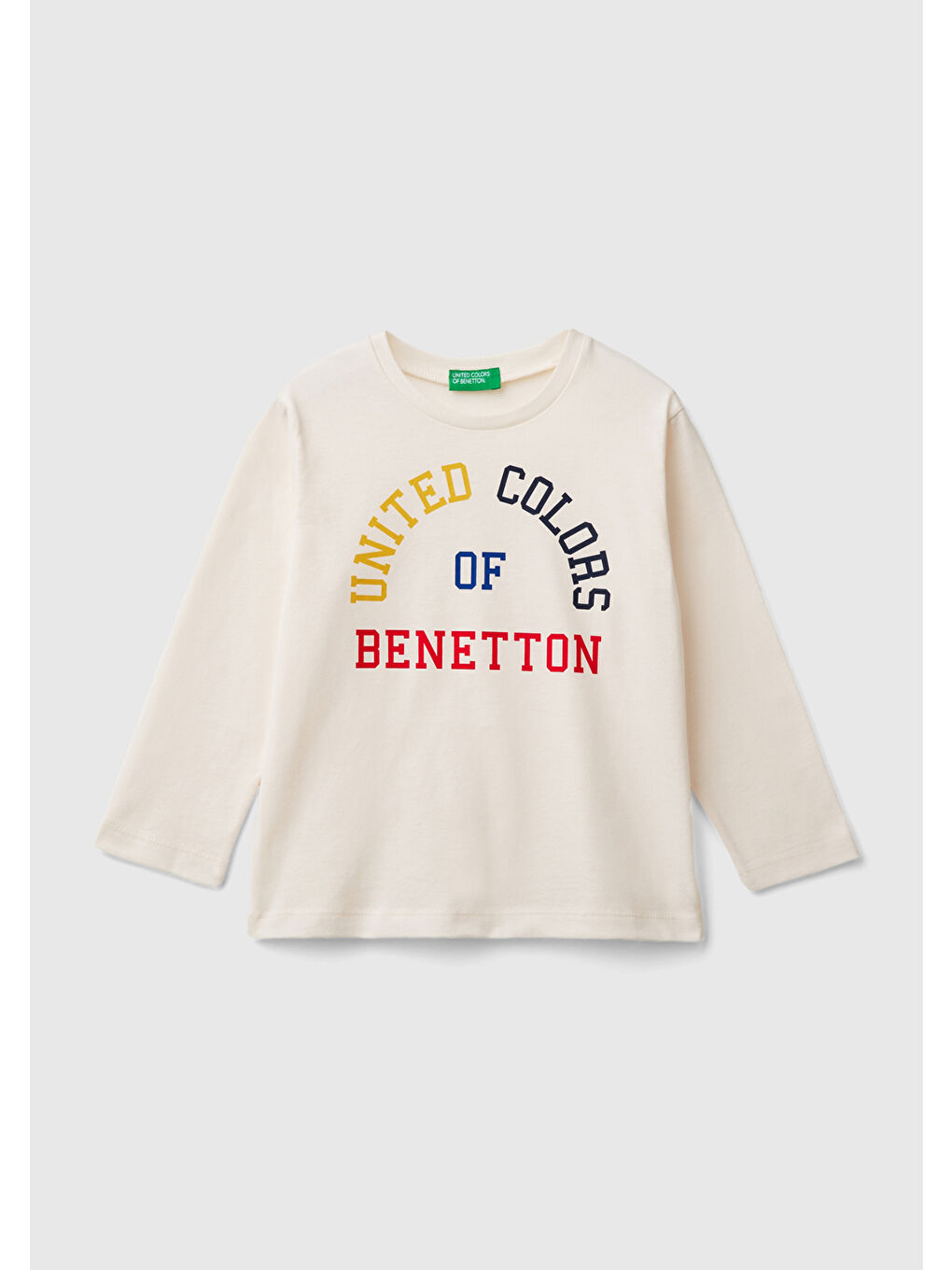 United Colors Of Benetton Erkek Çocuk Ekru Önü Logo Baskılı Sweatshirt