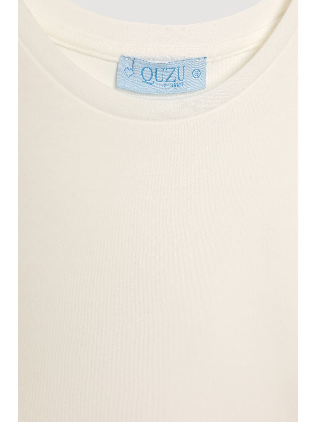 Bisiklet Yaka Basic Tişört Ekru-3