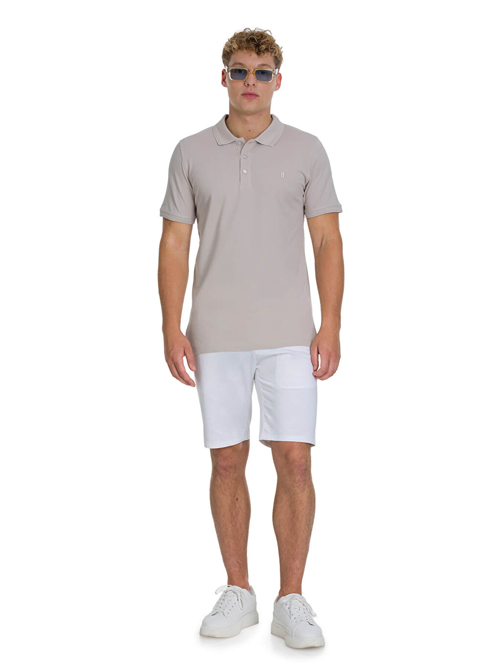 Ekru Regular Fit 100% Pamuklu Polo Yaka Tişört-1