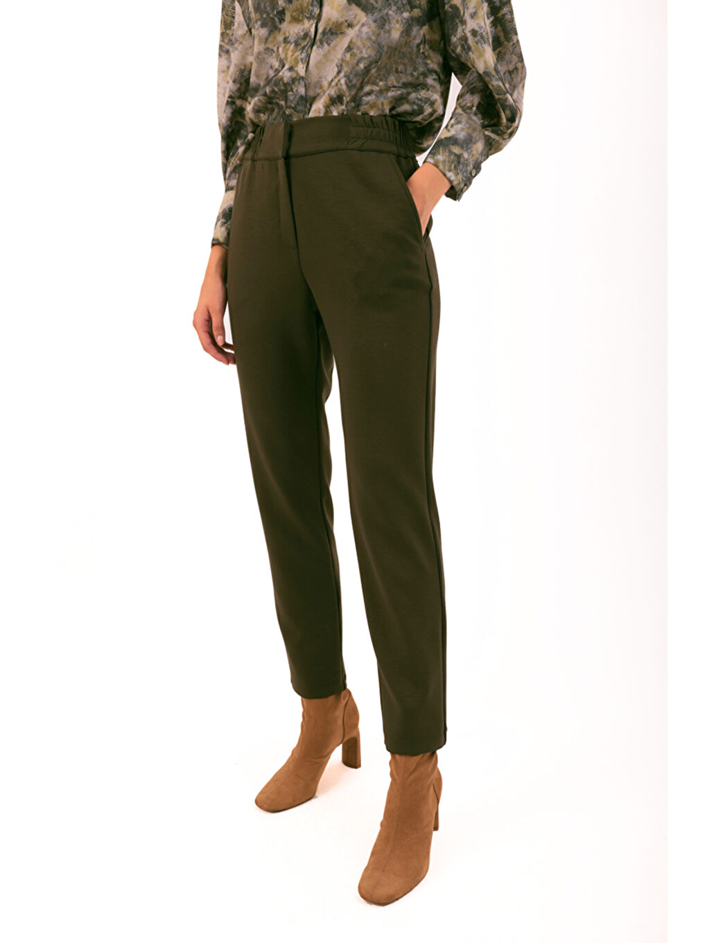 Haki Yanları Lastikli Pantolon-2