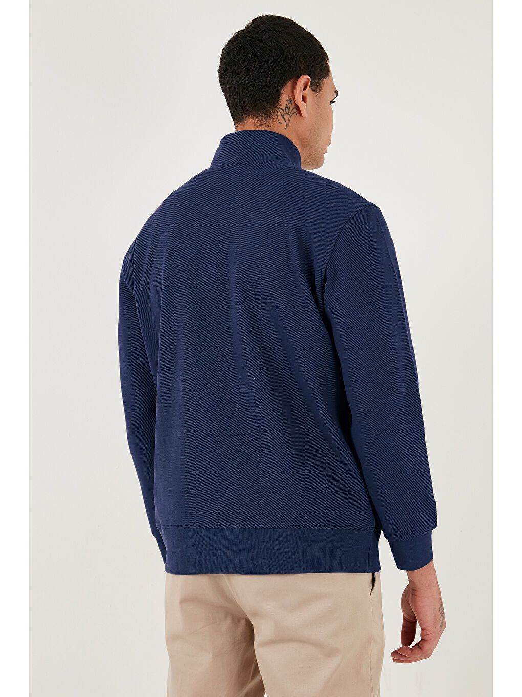 İndigo Pamuklu Regular Fit Yarım Fermuarlı Dik Yaka Sweat 5905470-4