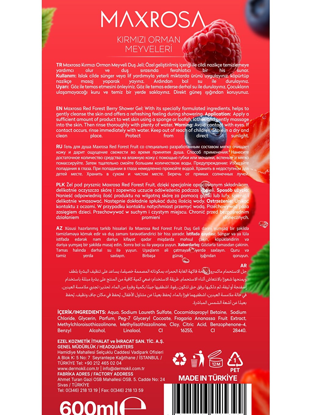 Kırmızı Orman Meyveleri Duş Jeli 600 ml x 2 Adet-5