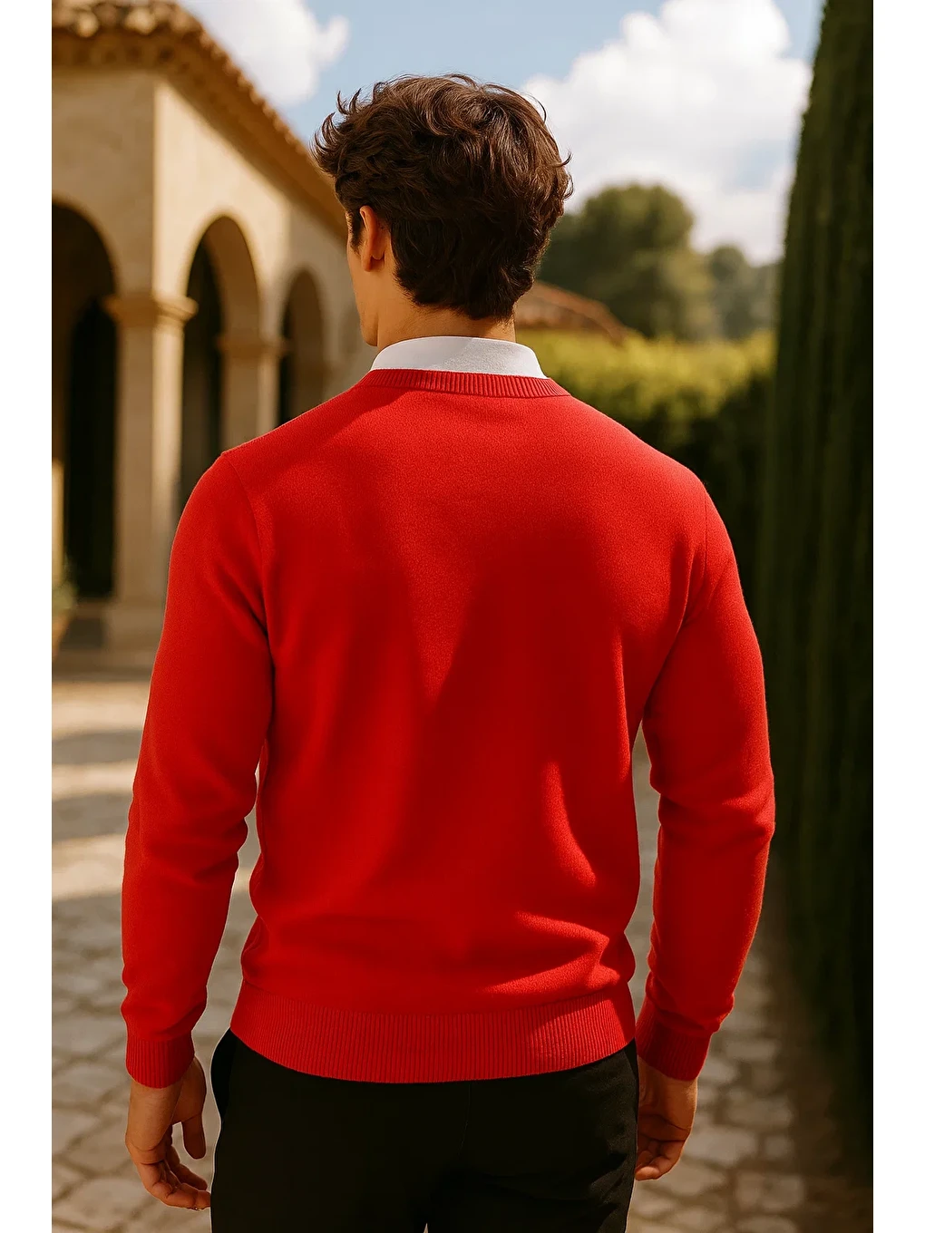 Erkek Premium Comfort Basic Kırmızı Uzun Kazak-5