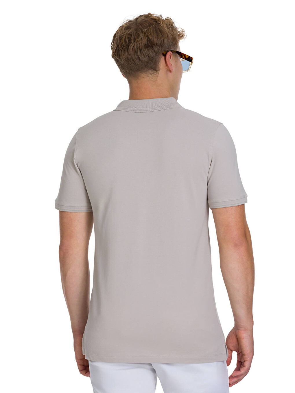 Ekru Regular Fit 100% Pamuklu Polo Yaka Tişört-4