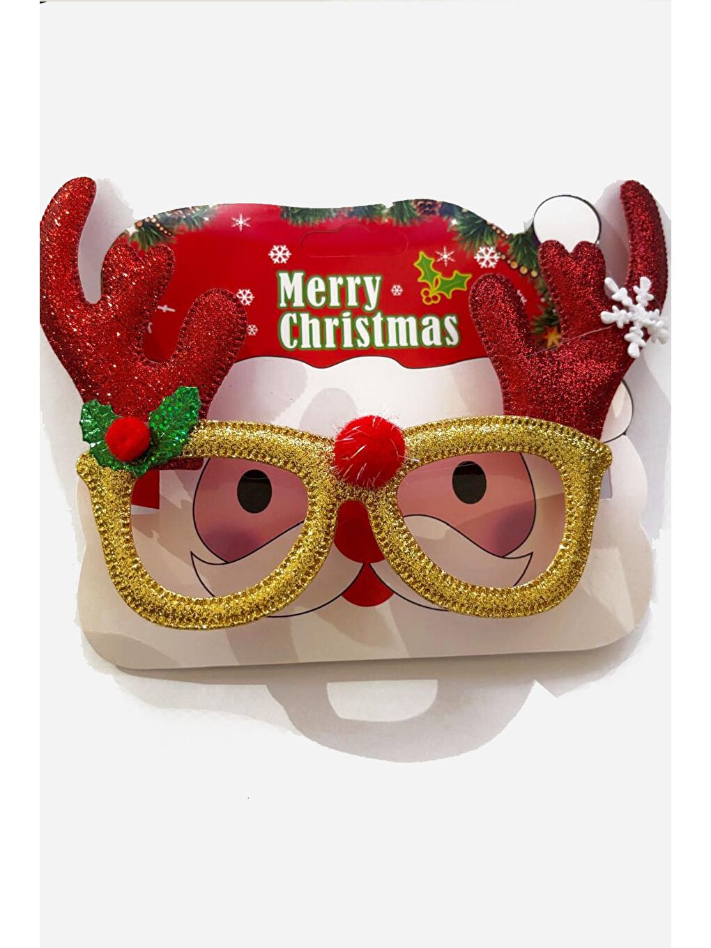 Sarı Yılbaşı Geyik Boynuzlu Eğlenceli Gözlük-1