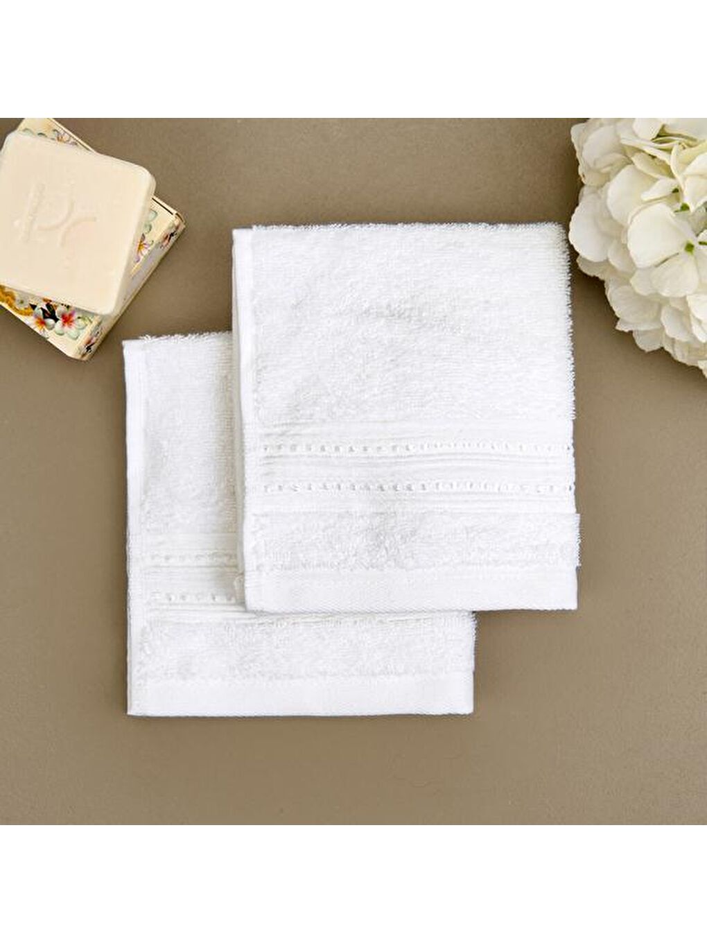 Soft Lapa 2'li Havlu Seti - Beyaz - 30x30 cm