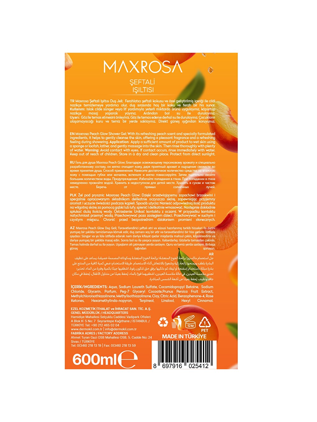 Şeftali Işıltısı Duş Jeli 600 ml x 2 Adet-7