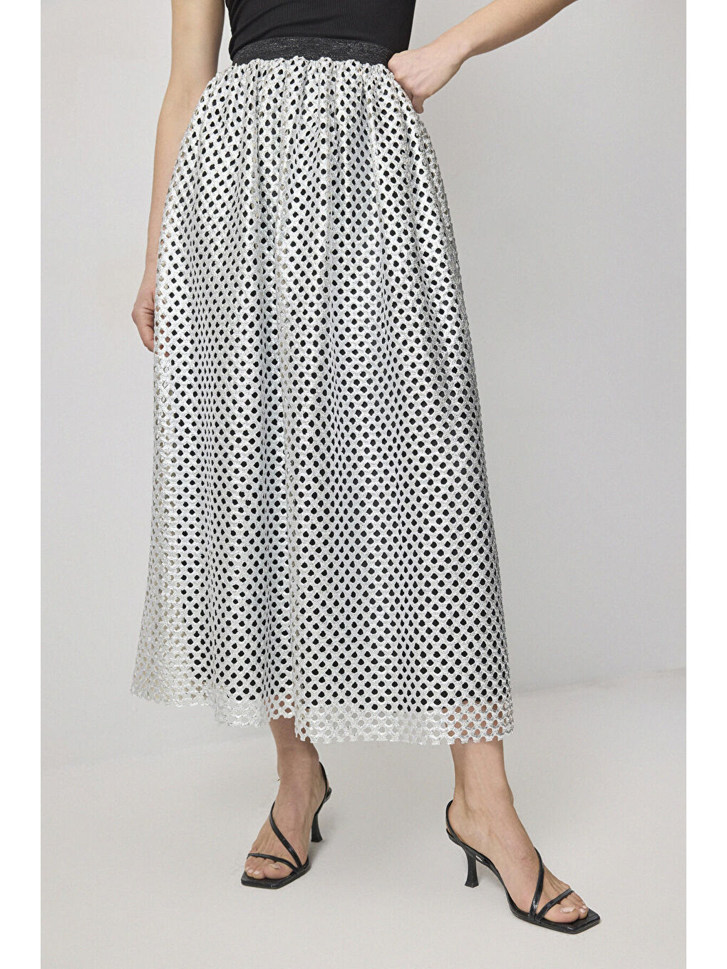 Siyah Beli Lastikli Silver File Etek-1