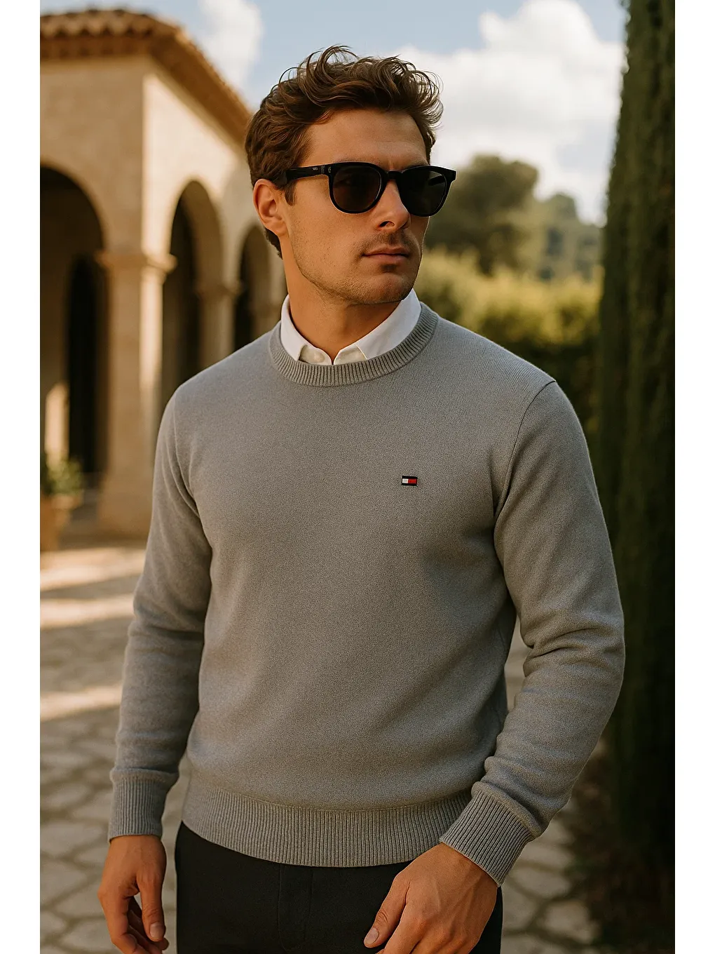 Erkek Premium Comfort Basic Gri Uzun Kazak