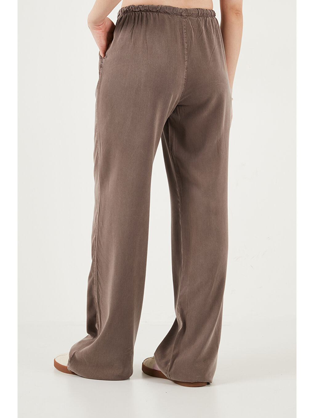 Kahverengi Wide Leg Yüksek Bel Geniş Paça Kadın Pantolon 668YP5424-6