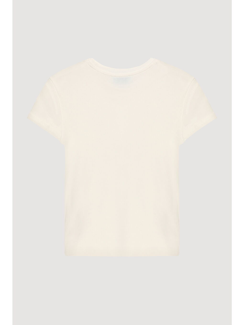 Bisiklet Yaka Basic Tişört Ekru-4